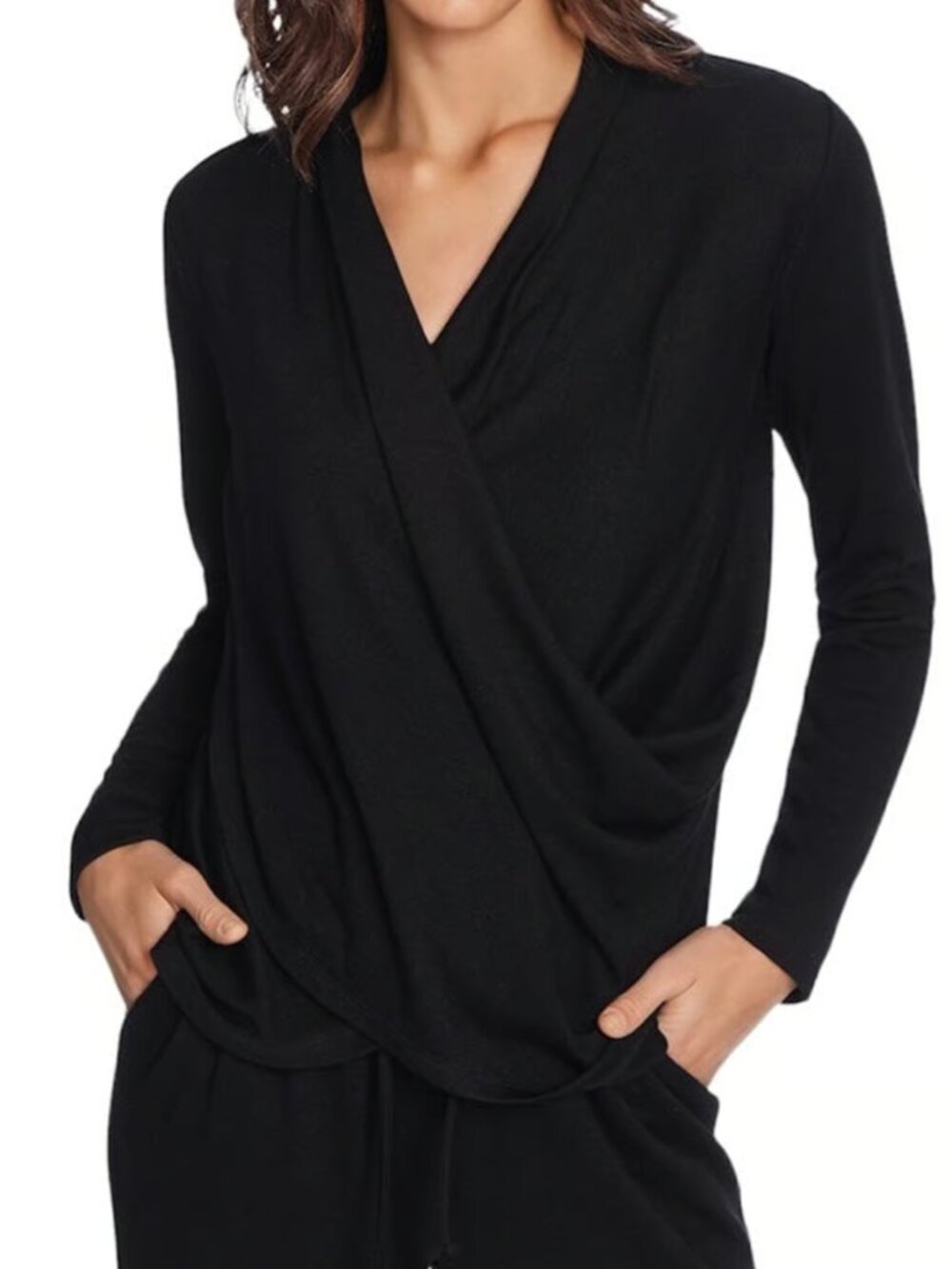 NWT 1. State Cross Front Knit Top in Black